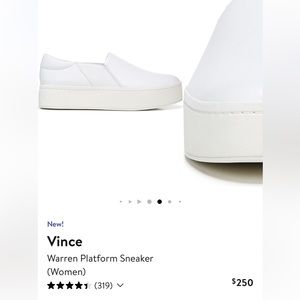 New VINCE warren Sz 6 Plaster (White) leather VINCE warren platform sneakers